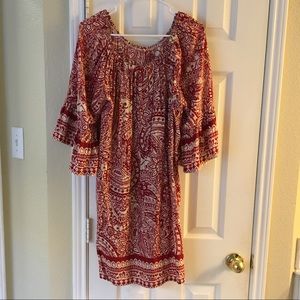 Red and White Paisley Flow Dress